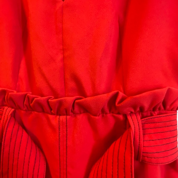 Zara Red Midi V Neck Dress - Picture 3 of 5